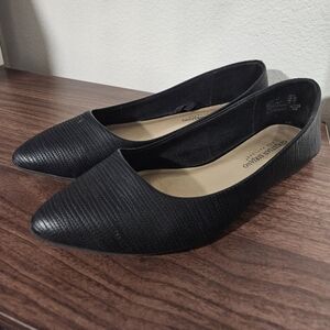 Christian Siriano Black Textured Flats